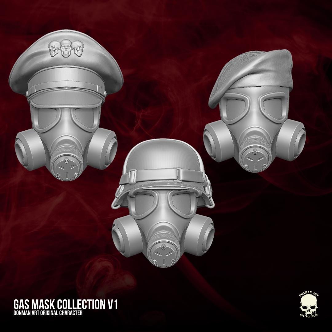 Gas Mask Head: 6-inch Trooper, Mezco, Black Series, Legends 1/12 Scale
