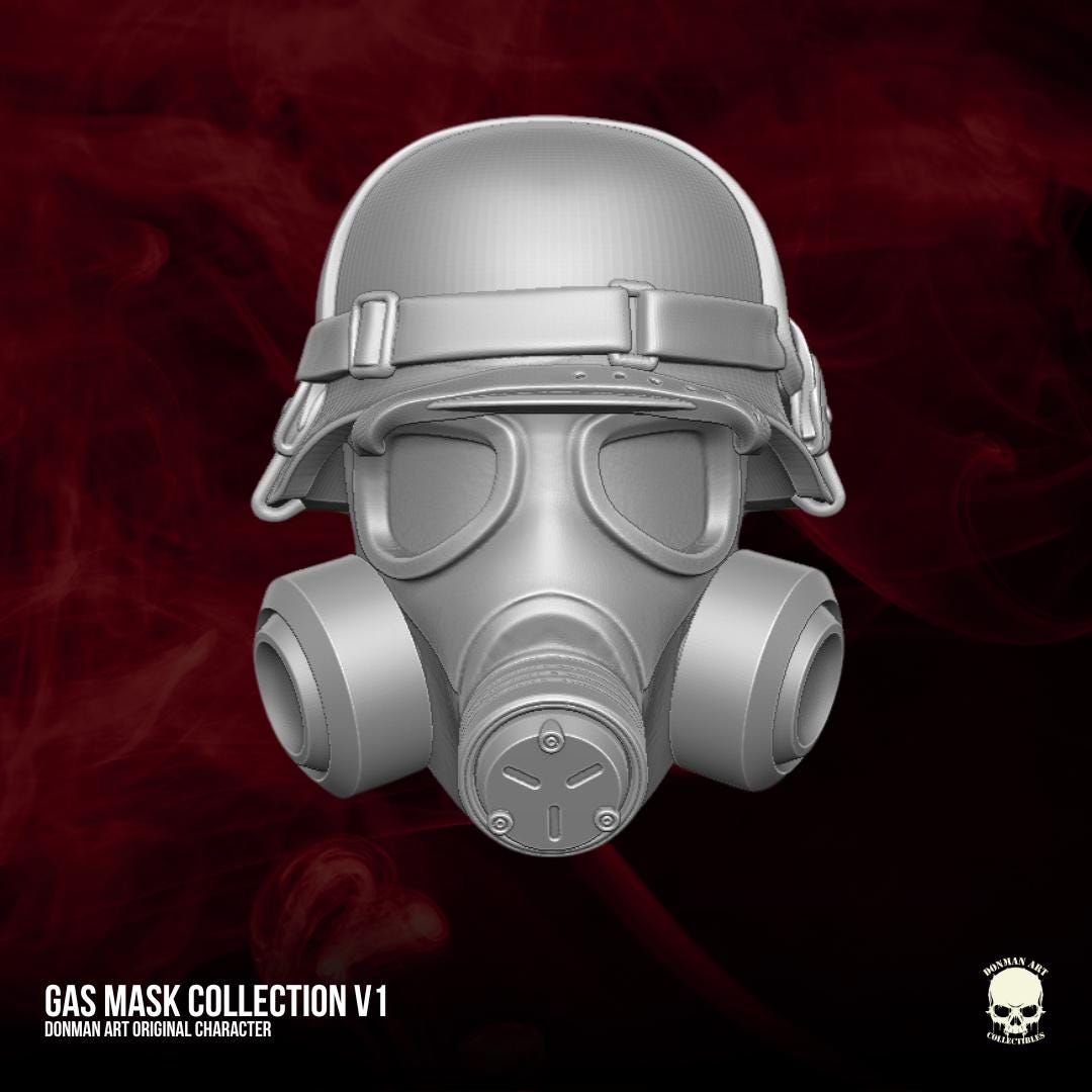 Gas Mask Head: 6-inch Trooper, Mezco, Black Series, Legends 1/12 Scale