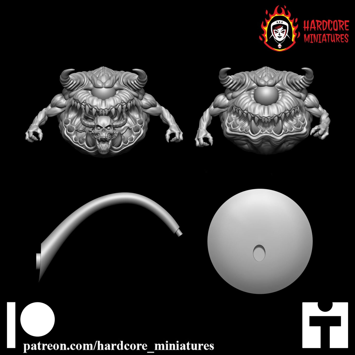 Cacodemon with arms Pain Elemental 32mm dnd miniature video game Meatballs