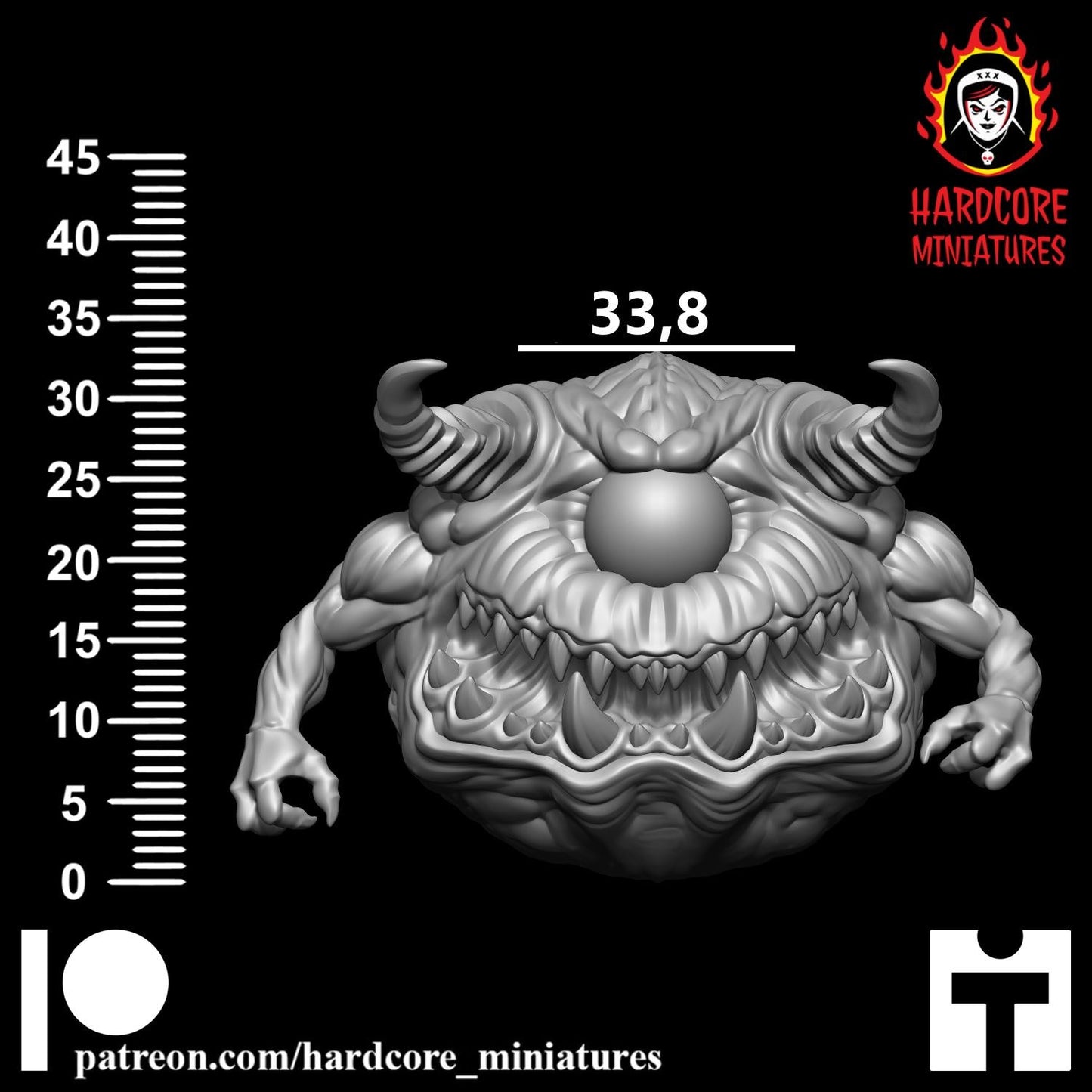 Cacodemon with arms Pain Elemental 32mm dnd miniature video game Meatballs