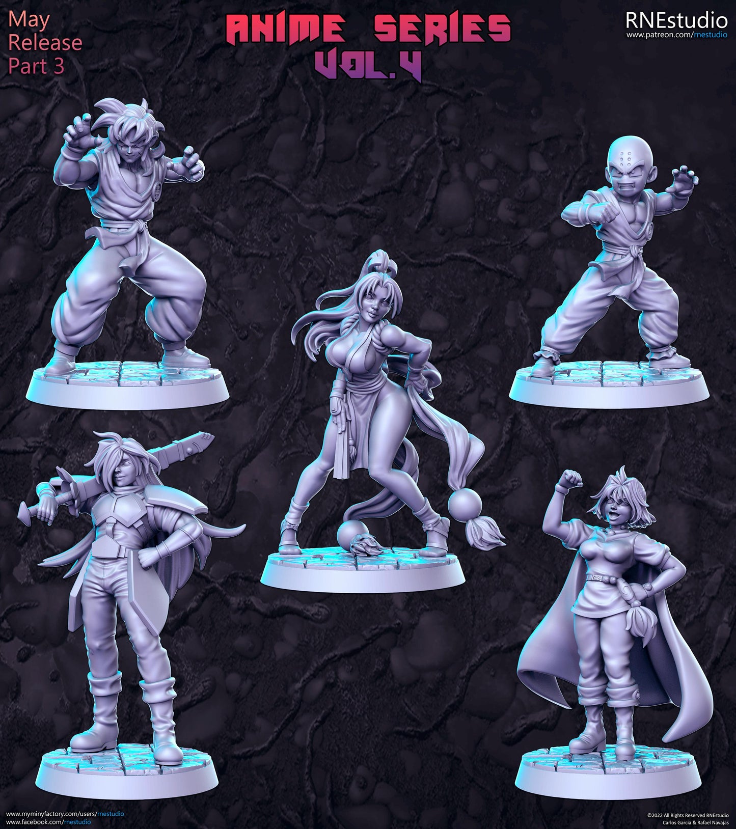 Anime DnD Miniature Set: Fantasy Tabletop RPG Figures, RN Estudio