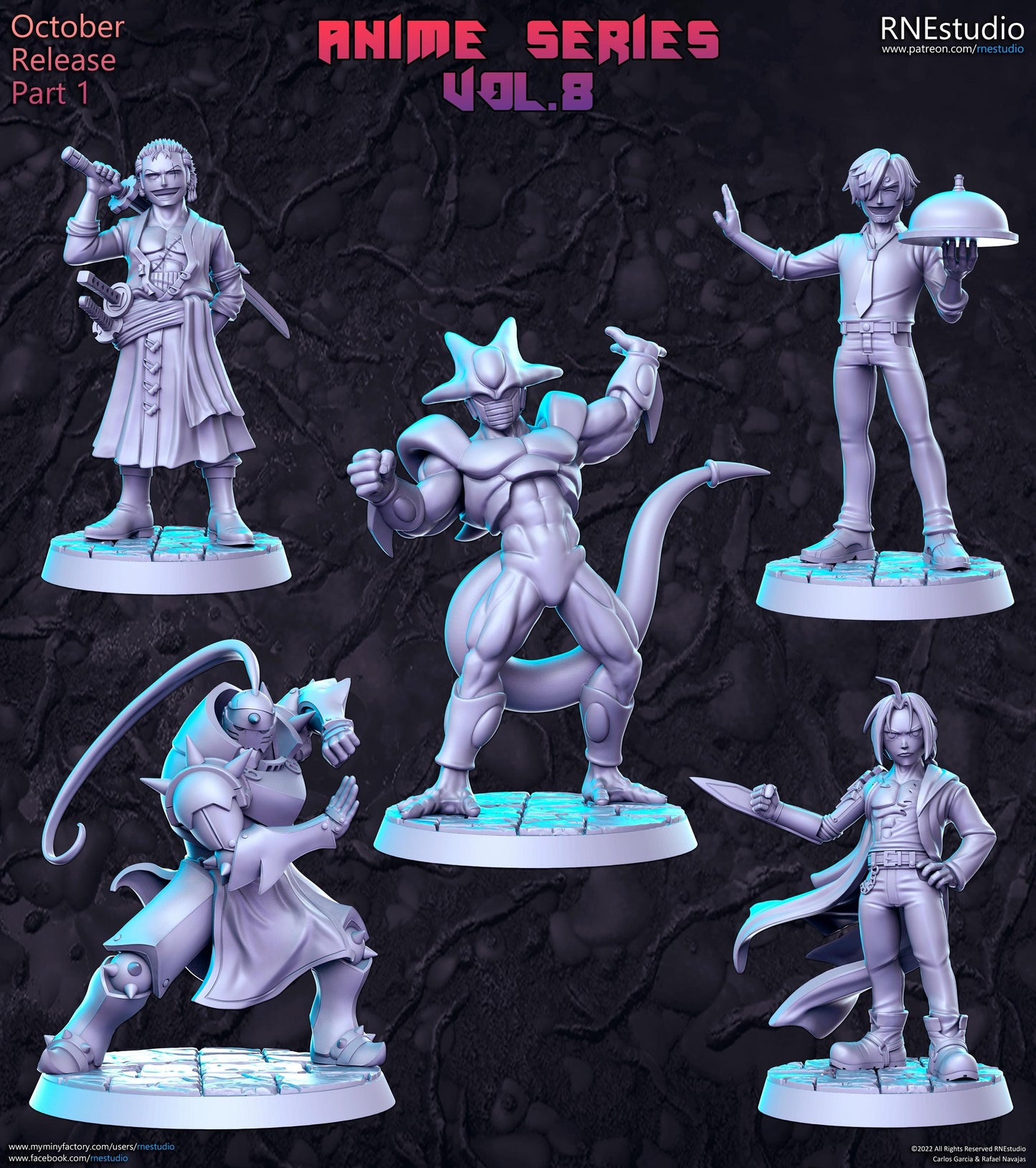 Anime Series Vol 8 Full Set DnD Miniature, Tabletop RPG DnD Mini, D&D Figurines