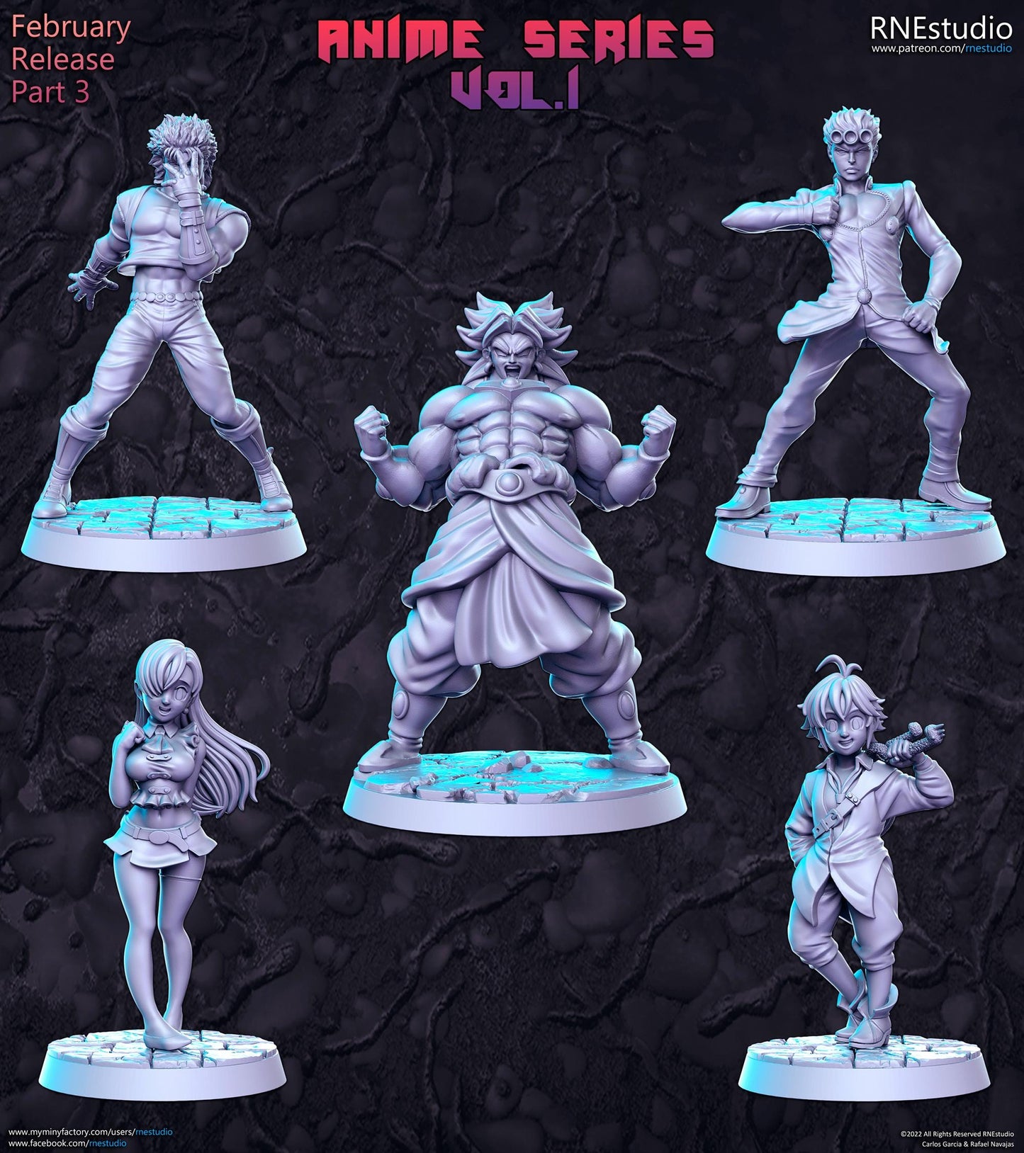 Anime Series Vol 1 Full Set DnD Miniature, Tabletop RPG DnD Mini, D&D Figurines