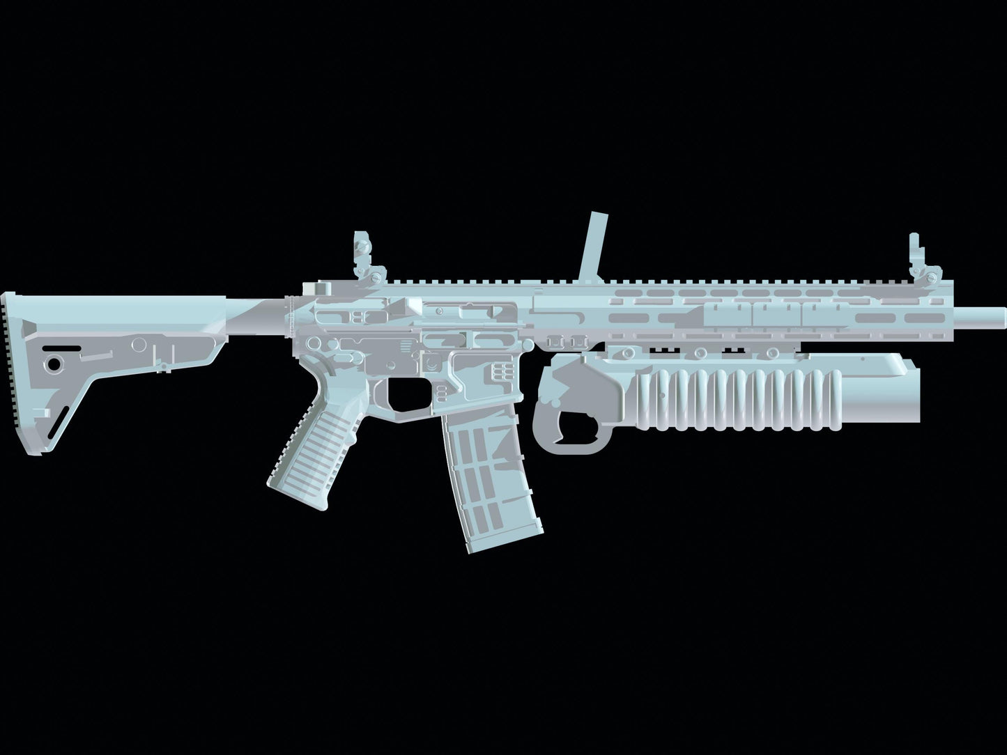 Ar-15 with M203 grenade launcher Toy Rifles for toy action figures 1:12 6" Scal
