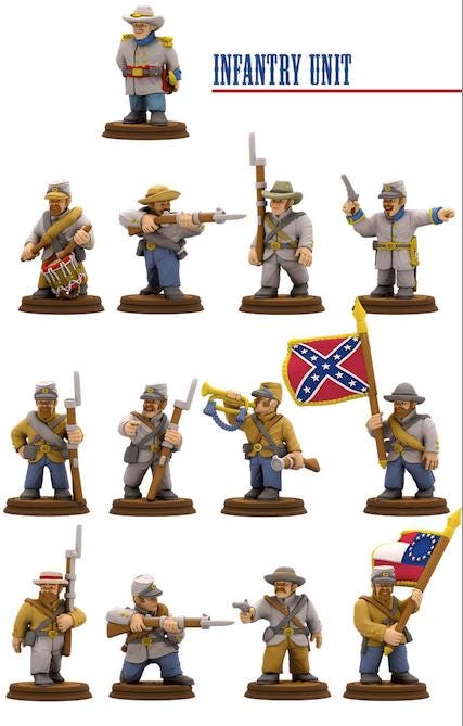 Confederate Infantry American Civil War Set DnD Miniature, Tabletop RPG, D&D Fi