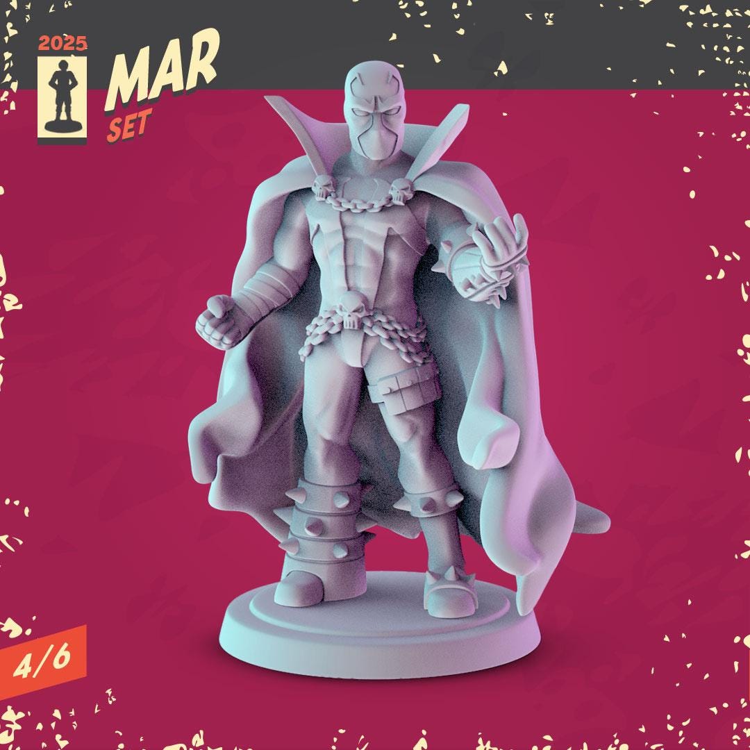 Spawn, Hellboy, V for Vendetta Miniatures: 36mm Resin Diorama Set