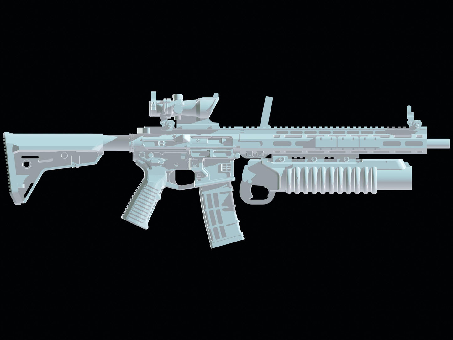 Ar-15 with M203 grenade launcher Toy Rifles for toy action figures 1:12 6" Scal
