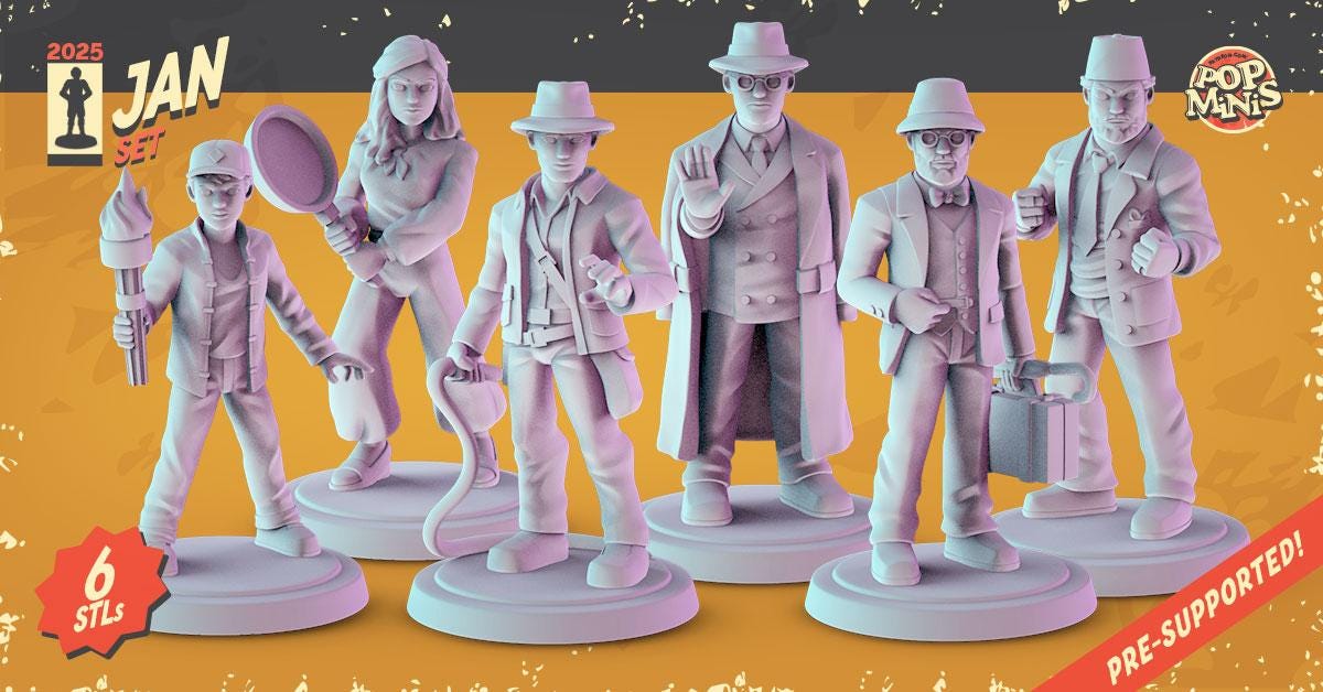 Idiana Jones Miniatures - complete set 6 x 36mm Dioramas, tabletop RPGs. DnD D&D