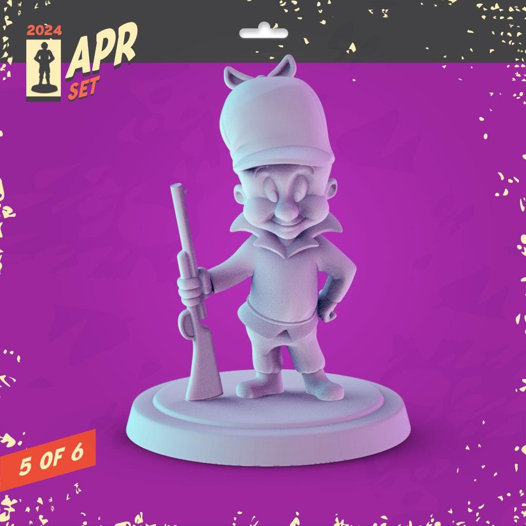 Classic Cartoon 2 34mm Minis tabletop gaming, DnD Looney Tunes Elmer Fudd | Fog