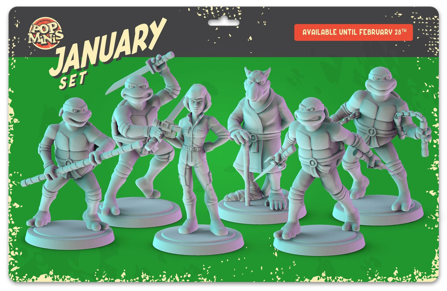 Teenage Mutant Ninja Turtles TMNT Miniatures - complete set 36mm Dioramas, tabl