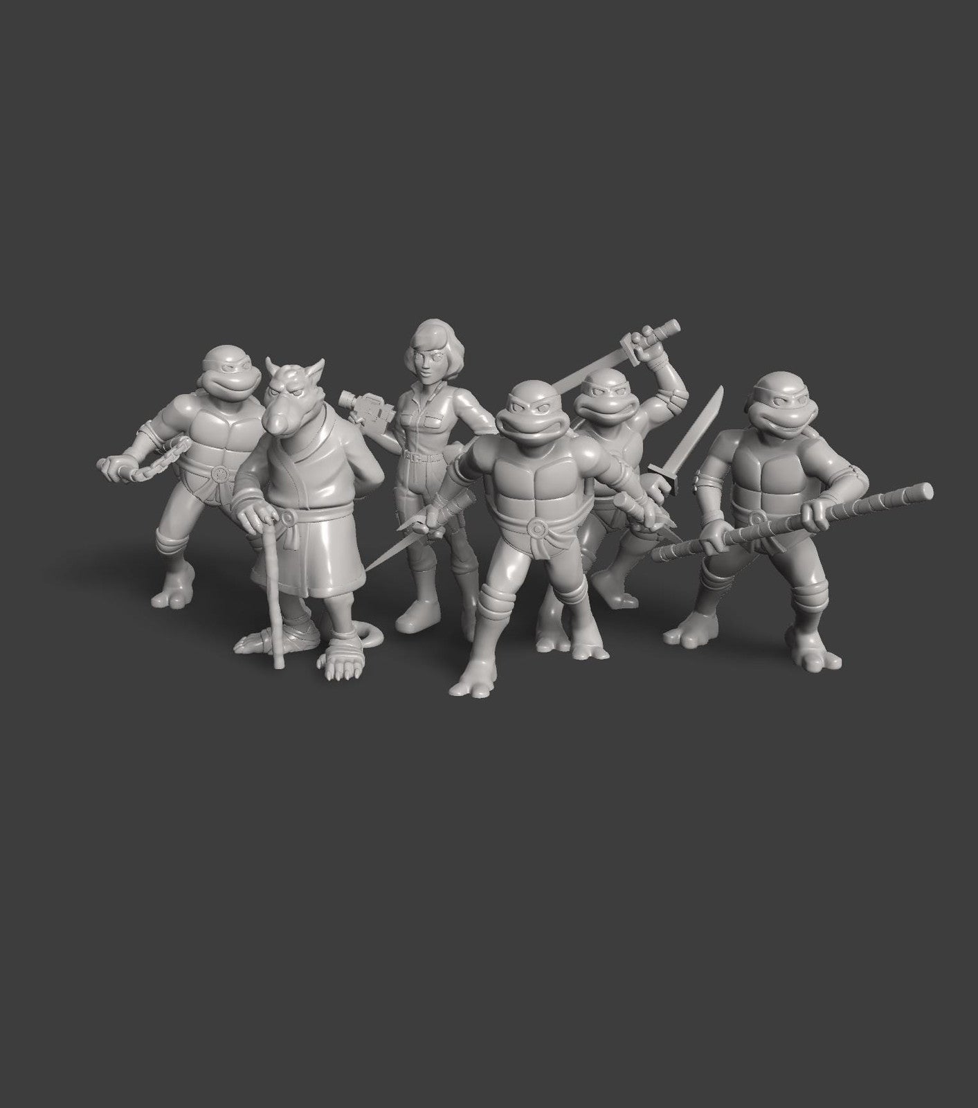 Teenage Mutant Ninja Turtles TMNT Miniatures - complete set 36mm Dioramas, tabl