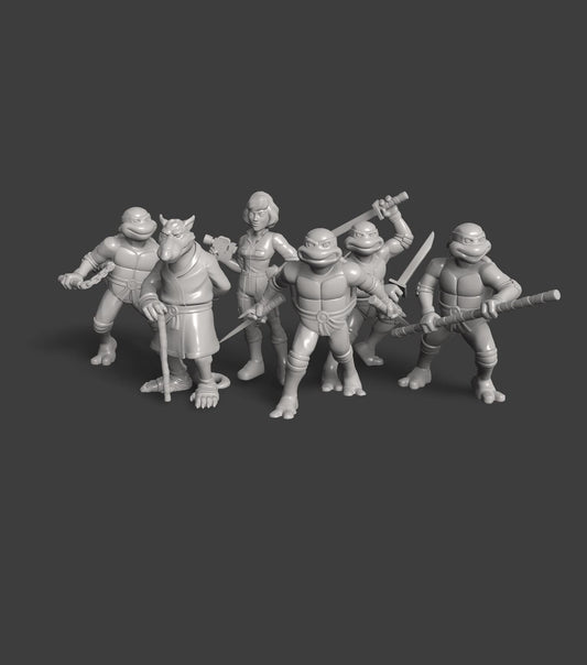Teenage Mutant Ninja Turtles TMNT Miniatures - complete set 36mm Dioramas, tabl