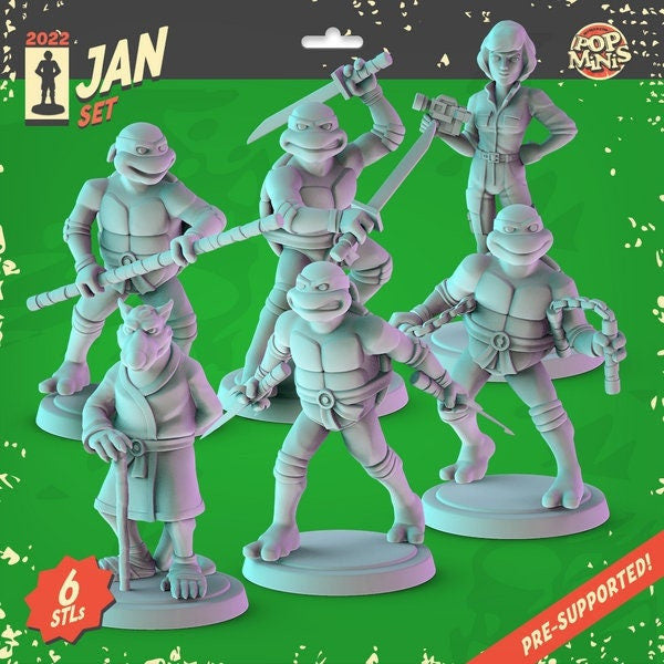 Teenage Mutant Ninja Turtles TMNT Miniatures - complete set 36mm Dioramas, tabl