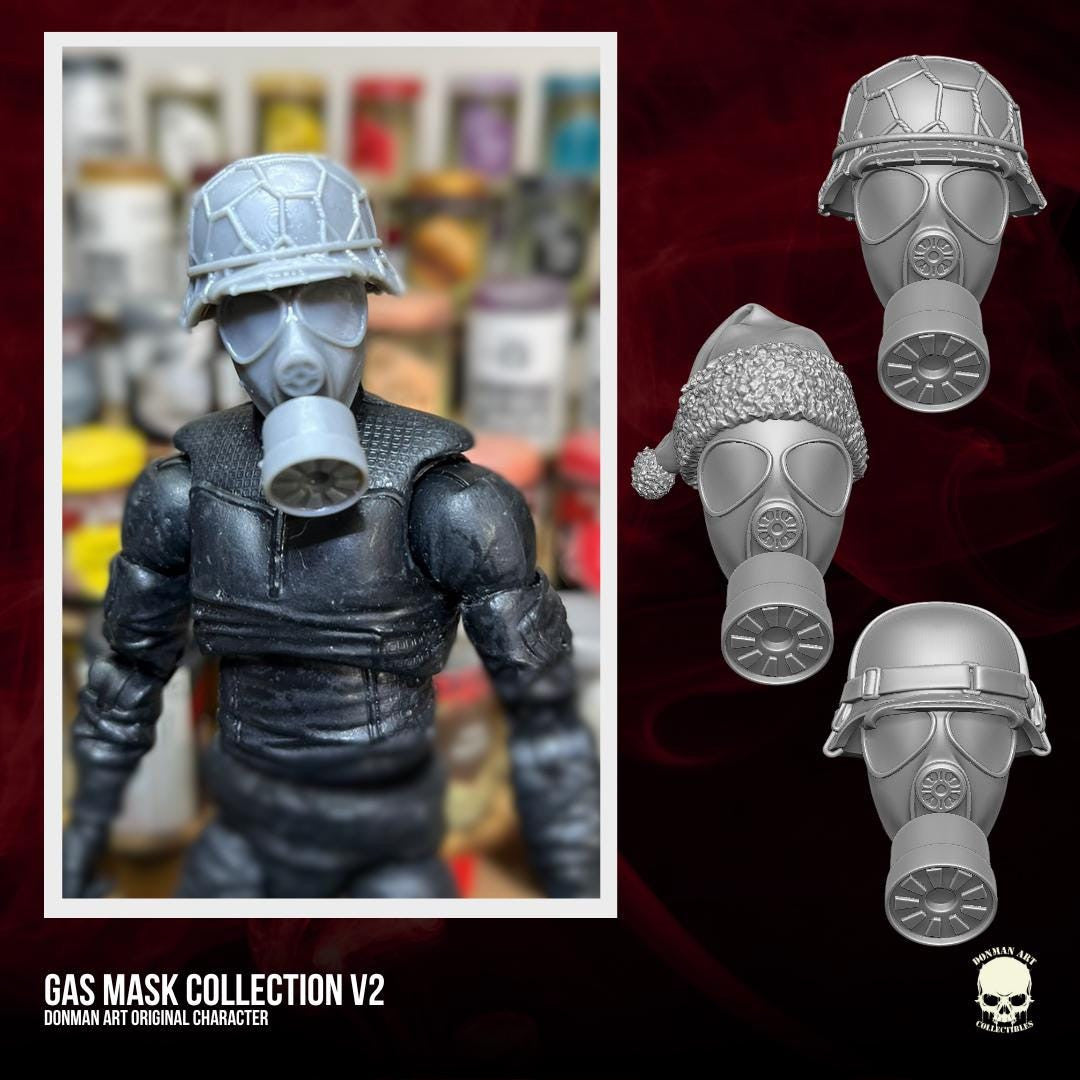 Gas Mask Head: 6-inch Trooper, 1/12 Scale Action Figure